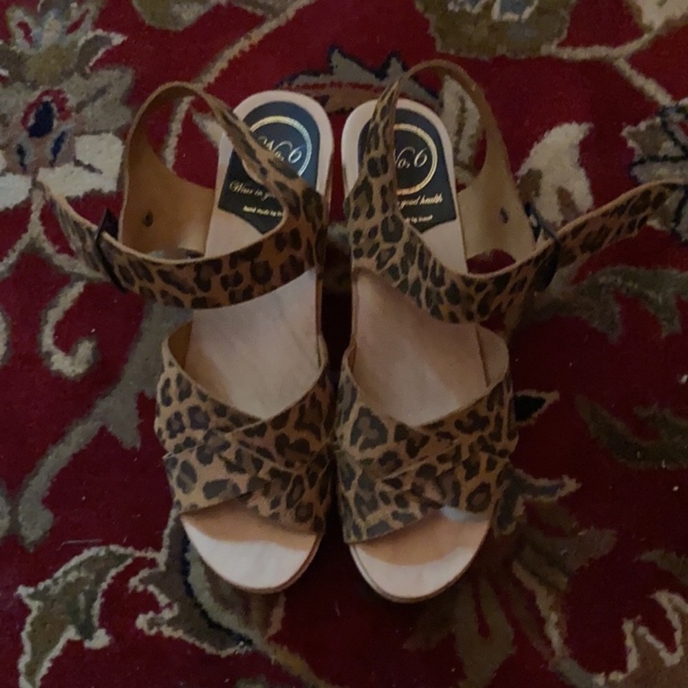 No.6 Coco Cross Front Clog on Platform in Animal Print